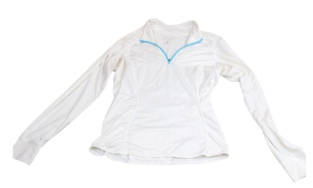 Athleta Womens Intrepid Sun Shield 1/4 Zip White Pullover Size Medium